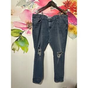 Fashion Nova Men Distressed Denim Skinny Jeans Blue Size 42